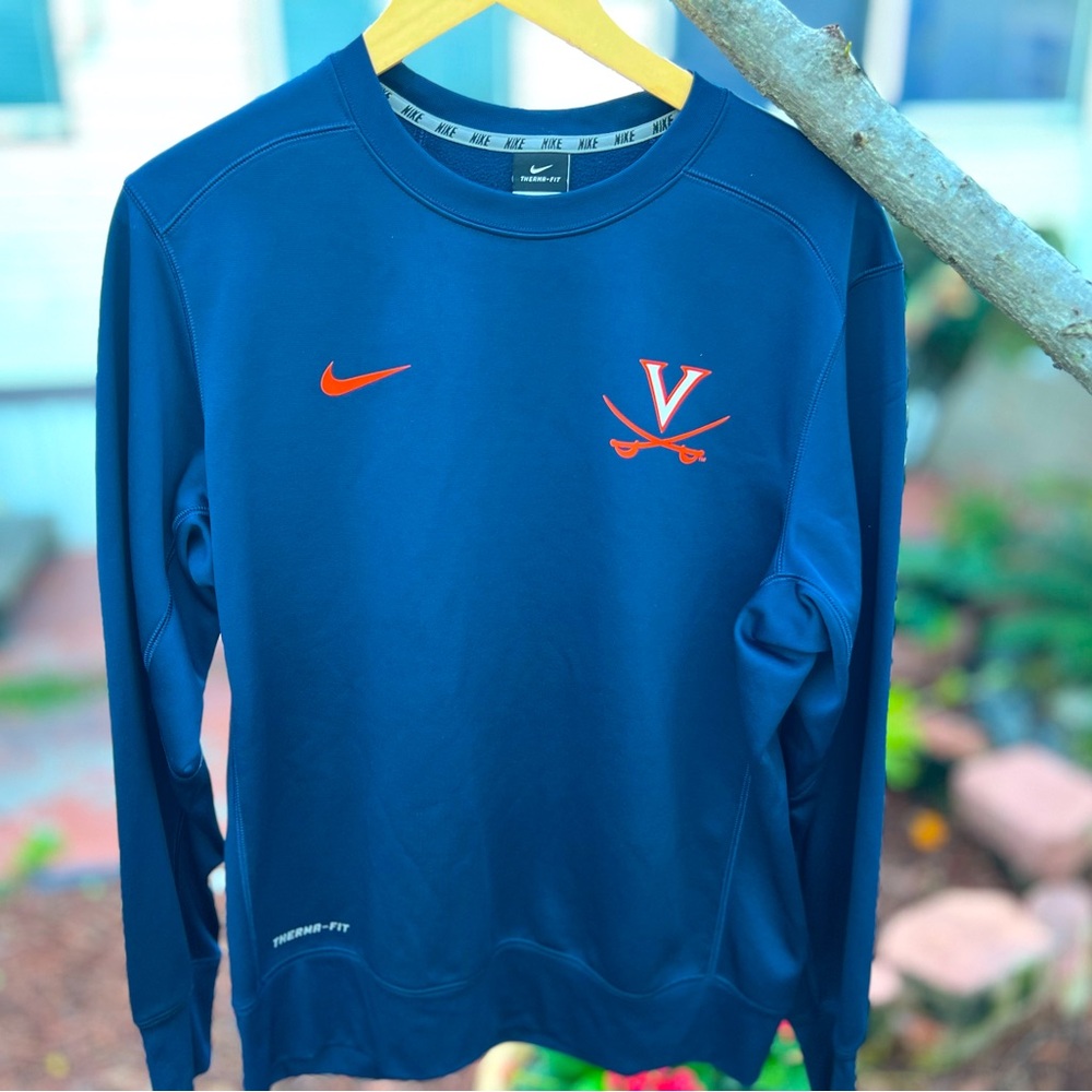 Nike University Of Virginia Calvaliers Men’s Navy Blue L Sweatshirt Dri Fit